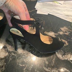 Unusable black suede heels. Never worn